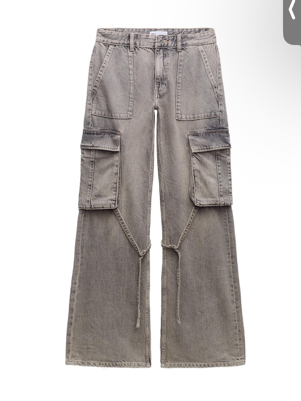 Zara Wide-Leg Cargo Jeans in Washed Gray